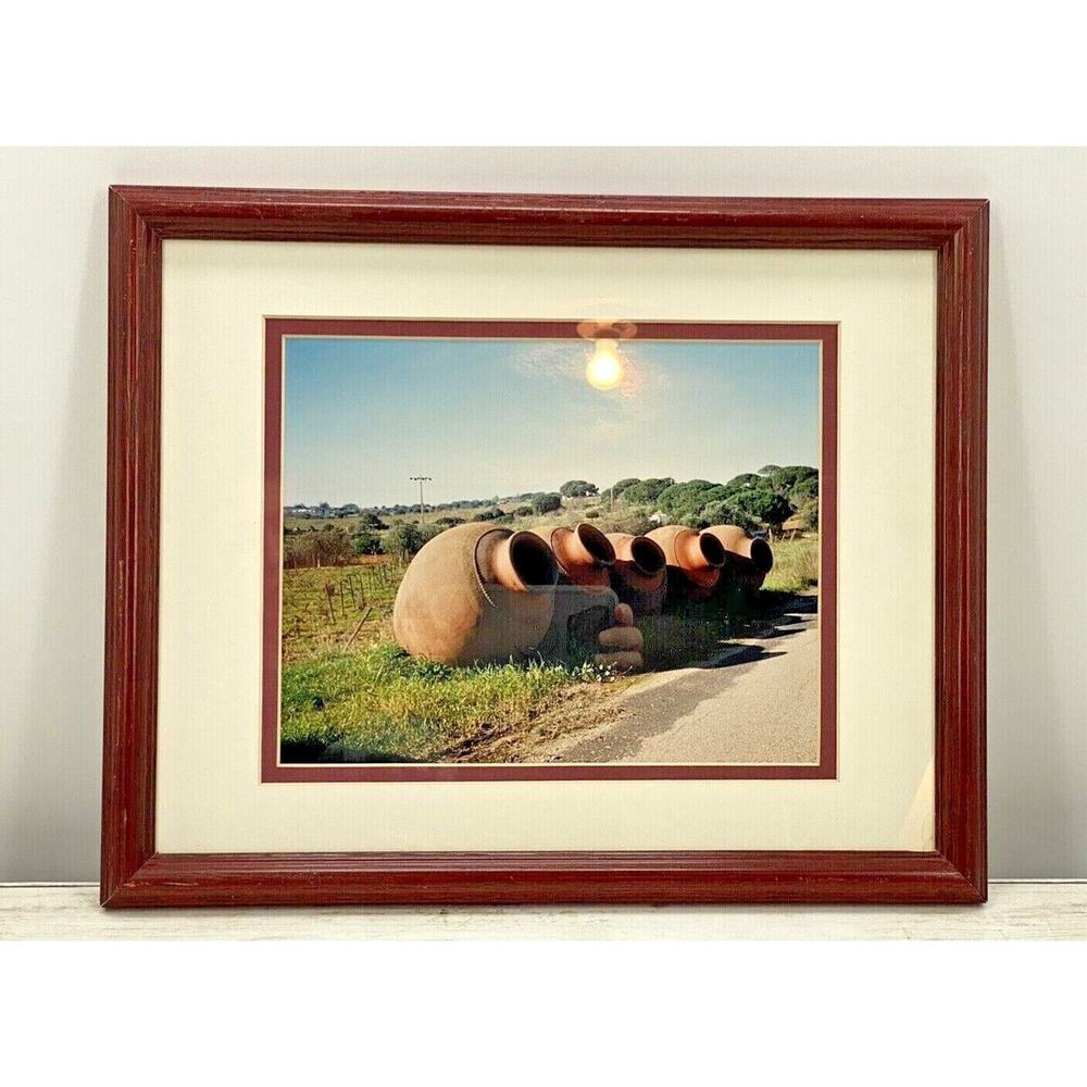 Vintage GIANT Clay Pots Framed Matted Clay Photo Art Print Wall Art Home Decor